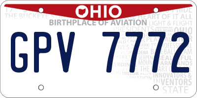 OH license plate GPV7772