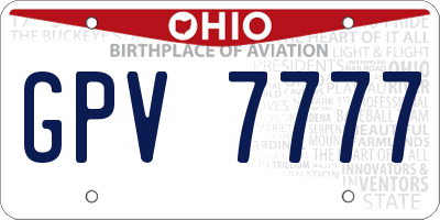 OH license plate GPV7777