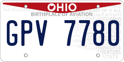 OH license plate GPV7780