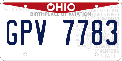 OH license plate GPV7783