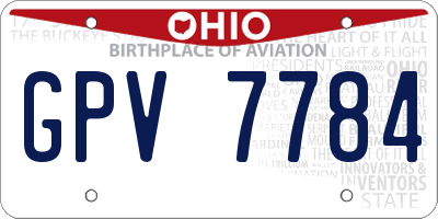 OH license plate GPV7784