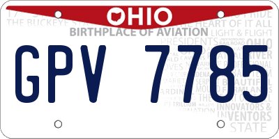 OH license plate GPV7785
