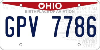 OH license plate GPV7786