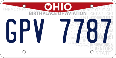 OH license plate GPV7787