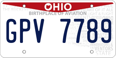OH license plate GPV7789