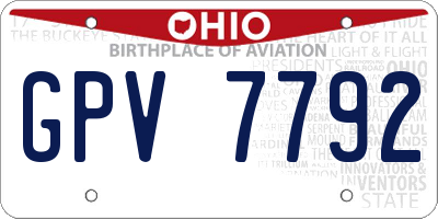 OH license plate GPV7792