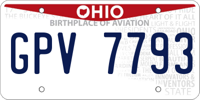 OH license plate GPV7793