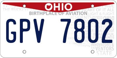 OH license plate GPV7802