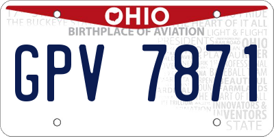 OH license plate GPV7871