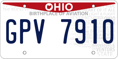 OH license plate GPV7910
