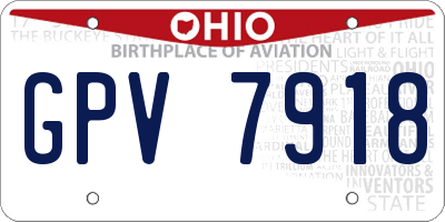OH license plate GPV7918