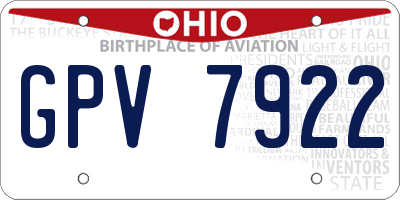 OH license plate GPV7922
