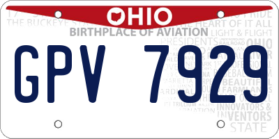 OH license plate GPV7929