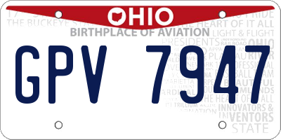 OH license plate GPV7947