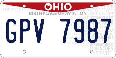 OH license plate GPV7987
