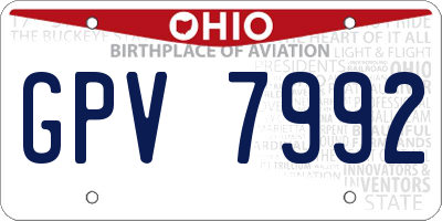 OH license plate GPV7992