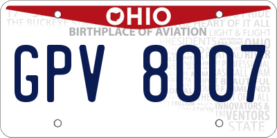 OH license plate GPV8007