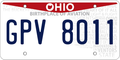 OH license plate GPV8011