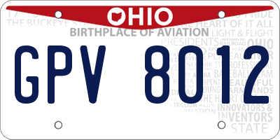 OH license plate GPV8012