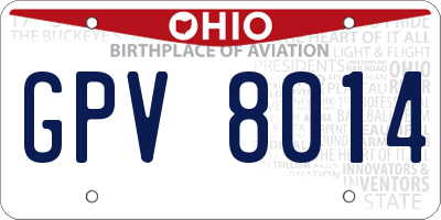 OH license plate GPV8014