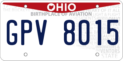 OH license plate GPV8015