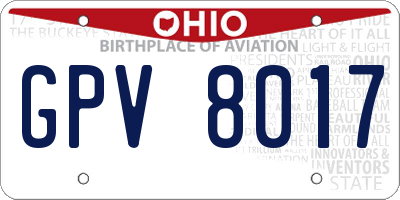OH license plate GPV8017