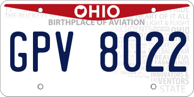 OH license plate GPV8022