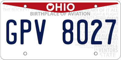 OH license plate GPV8027