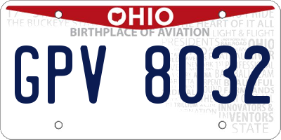 OH license plate GPV8032