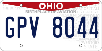 OH license plate GPV8044