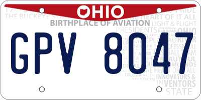 OH license plate GPV8047