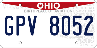 OH license plate GPV8052