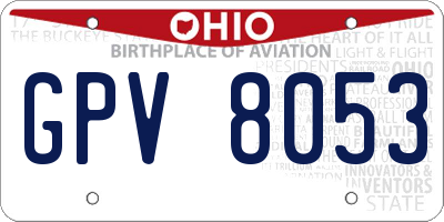 OH license plate GPV8053
