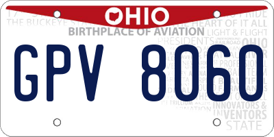 OH license plate GPV8060