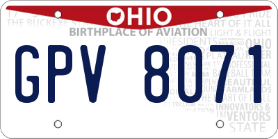 OH license plate GPV8071