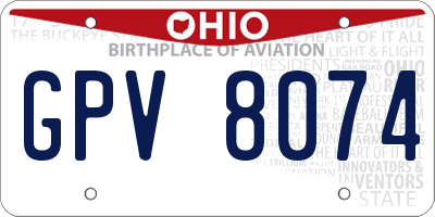 OH license plate GPV8074