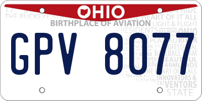 OH license plate GPV8077