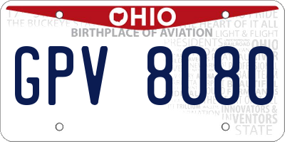 OH license plate GPV8080