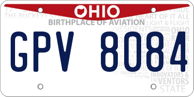 OH license plate GPV8084