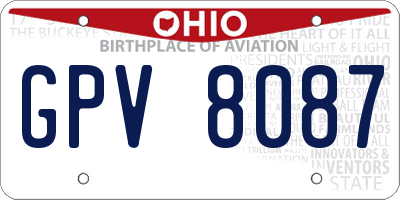 OH license plate GPV8087