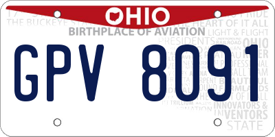OH license plate GPV8091