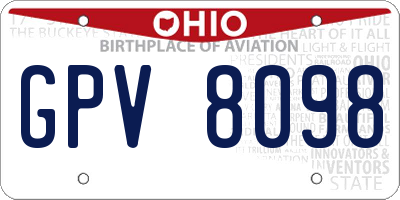OH license plate GPV8098