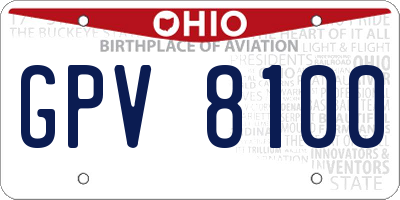 OH license plate GPV8100