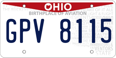 OH license plate GPV8115