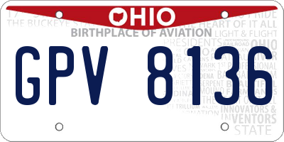 OH license plate GPV8136