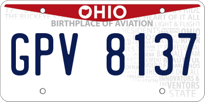 OH license plate GPV8137
