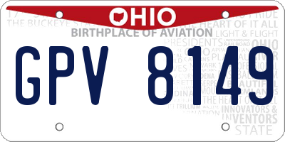 OH license plate GPV8149