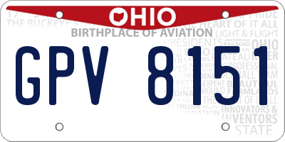 OH license plate GPV8151