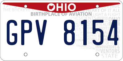 OH license plate GPV8154