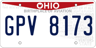 OH license plate GPV8173